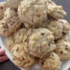 Buttery pecan cookies with a delicate, crumbly shortbread-like texture and toasted chopped pecans throughout. The cookies are lightly golden on the bottoms, pale on top, and dusted generously with powdered sugar for a classic melt-in-your-mouth finish.