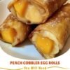 Crispy fried egg rolls filled with warm, jammy cinnamon-sugar peaches. Peach cobbler in a shatteringly crisp, handheld package, dusted with powdered sugar.