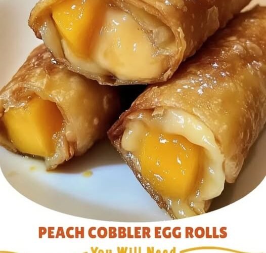 Crispy fried egg rolls filled with warm, jammy cinnamon-sugar peaches. Peach cobbler in a shatteringly crisp, handheld package, dusted with powdered sugar.