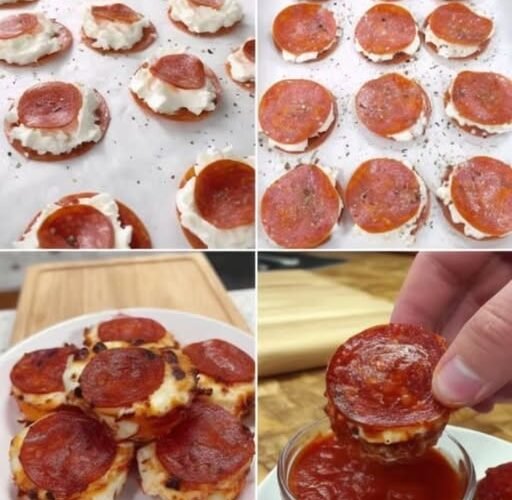 Golden-brown pepperoni pizza bites with crispy edges, gooey melted cheese, and savory pepperoni, served warm with marinara sauce for dipping