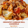All the comfort of cabbage rolls, layered into a slow cooker — tender cabbage, savory beef, and glossy tomato rice.
