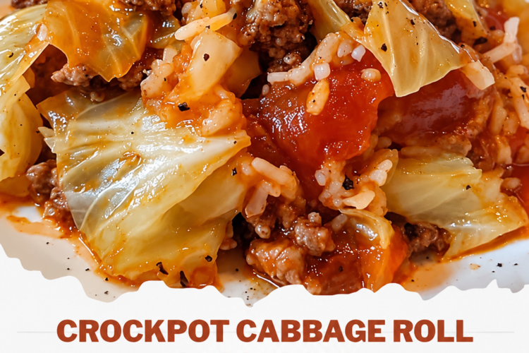 All the comfort of cabbage rolls, layered into a slow cooker — tender cabbage, savory beef, and glossy tomato rice.