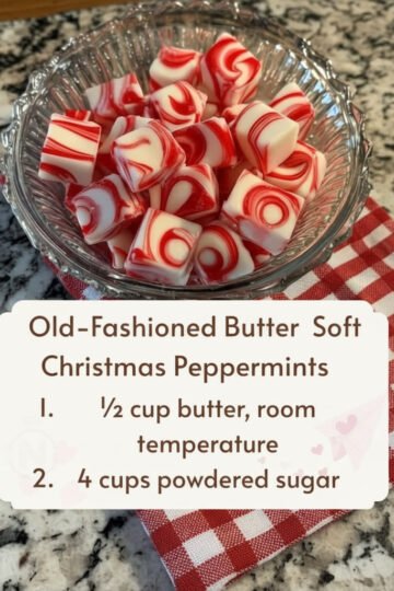 Old-fashioned, pillowy-soft peppermint butter mints made with butter, powdered sugar, and peppermint extract — swirled red and white for a marbled candy-cane look. A nostalgic homemade Christmas candy with no thermometer required.
