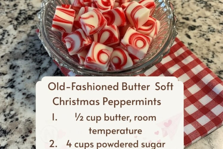 Old-fashioned, pillowy-soft peppermint butter mints made with butter, powdered sugar, and peppermint extract — swirled red and white for a marbled candy-cane look. A nostalgic homemade Christmas candy with no thermometer required.