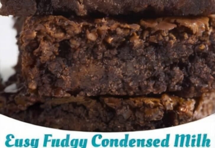 A stack of thick, dark chocolate brownies with deeply fudgy centers, slightly crackled tops, and rich chocolate pieces visible throughout