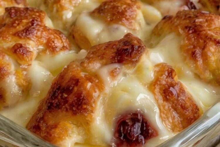 Warm, pull-apart appetizers of buttery crescent dough wrapped around molten brie and sweet-tart jam. A foolproof, make-ahead party dish that looks far more complicated than it is.