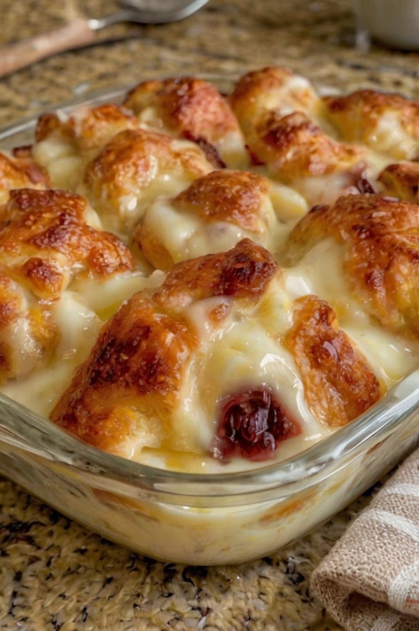 Warm, pull-apart appetizers of buttery crescent dough wrapped around molten brie and sweet-tart jam. A foolproof, make-ahead party dish that looks far more complicated than it is.