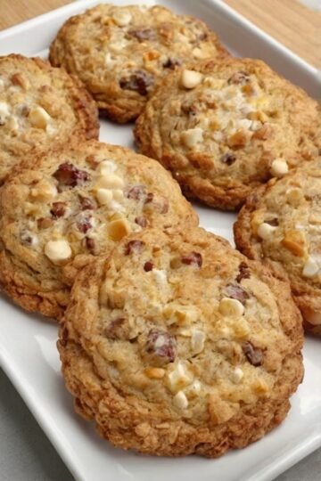 uttery brown sugar cookies packed with white and semi-sweet chocolate chips and chopped pecans, with a tender crumb, crisp edges, and soft centers. The dough chills for at least three hours — or overnight — and bakes into the best version of itself. Prep Time: 20 minutes (plus at least 3 hours chilling) Cook Time: 10–12 minutes per batch Total Time: ~3.5 hours (mostly hands-off chilling) Servings: about 24 cookies Category: Dessert, Cookies Method: Bake Cuisine: American 