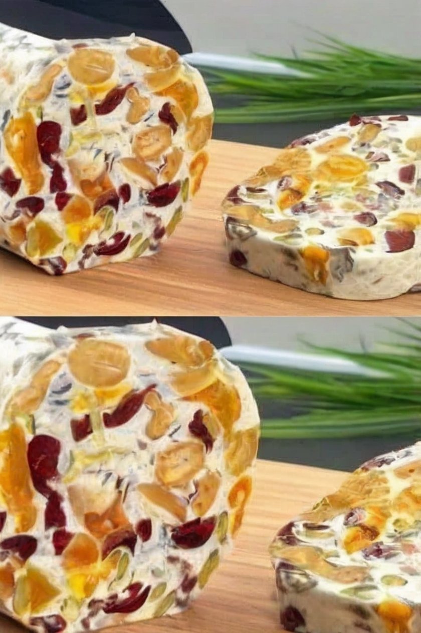 A no-bake, high-protein, no-refined-sugar snack log made from blended cottage cheese, dried fruit, nuts, and collagen-boosting gelatin. Naturally gluten-free, meal-prep friendly, and perfect for post-workout snacks, lunchboxes, or dessert. Served chilled and sliced.