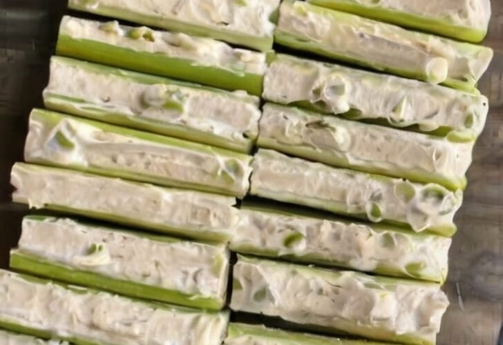 Cool, crisp celery filled with whipped herby cream cheese — ten minutes, zero cooking.
