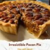 A classic pecan pie with a flaky golden crust, rich gooey caramel-like filling, and a generous layer of toasted pecans arranged across the top. Epicurious