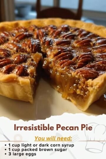 A classic pecan pie with a flaky golden crust, rich gooey caramel-like filling, and a generous layer of toasted pecans arranged across the top. Epicurious