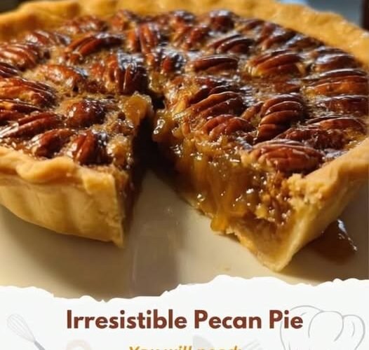 A classic pecan pie with a flaky golden crust, rich gooey caramel-like filling, and a generous layer of toasted pecans arranged across the top. Epicurious