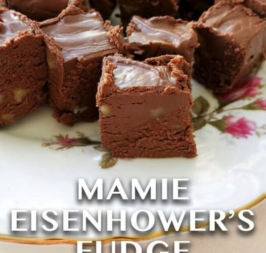 Rich, creamy squares of Mamie Eisenhower’s Million-Dollar Fudge, packed with chocolate and crunchy nuts, with a smooth, glossy top and a dense, melt-in-your-mouth texture—an irresistible vintage treat.