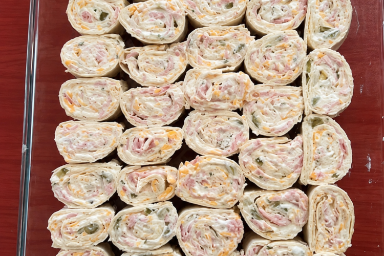 Easy Dill Pickle Ham & Cheese Pinwheels Recipe (Creamy Party Roll Ups)