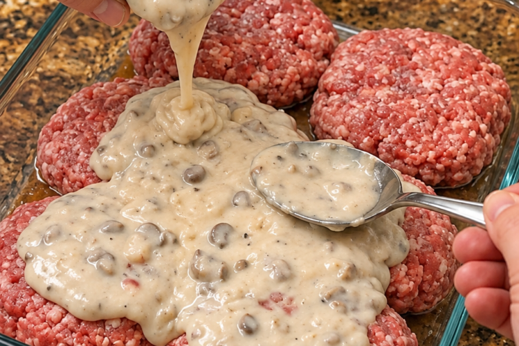 Poor Man's Steak Recipe (Amish Hamburger Steak With Rich & Creamy Mushroom Gravy)