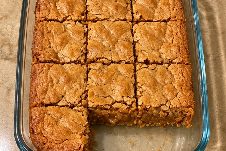Easy 3-Ingredient Peanut Butter Blondies (No Mixer Recipe)