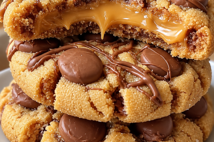 Easy Peanut Butter Caramel Reese's Cookies (No Flour Recipe)