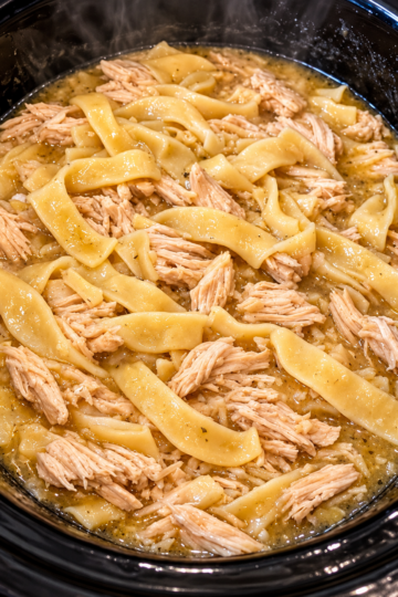 Slow Cooker 4-Ingredient Amish Chicken and Noodles
