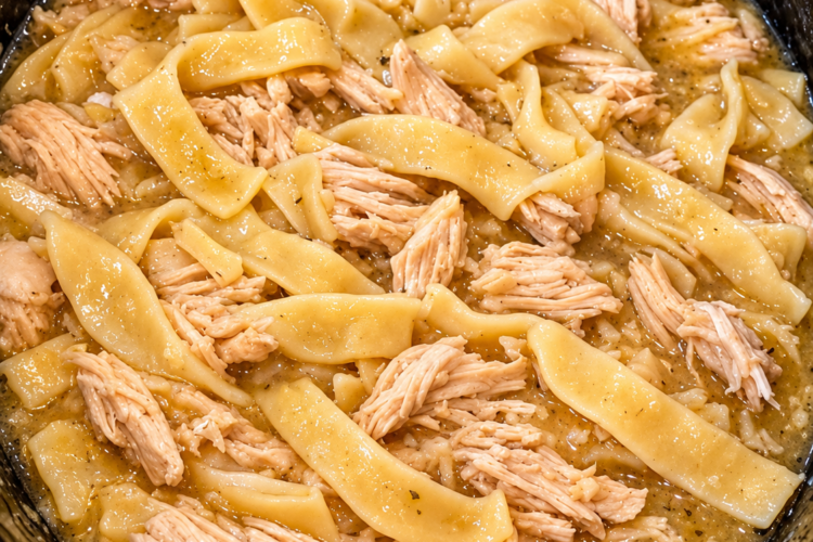 Slow Cooker 4-Ingredient Amish Chicken and Noodles