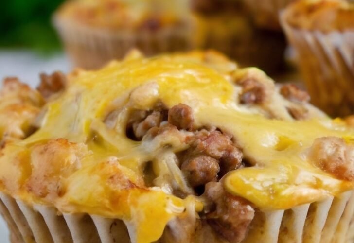 Golden-brown savory cheeseburger muffins packed with seasoned ground beef and topped with gooey melted cheddar, with a tender, flavorful muffin base and crispy edges. muffinmama.com
