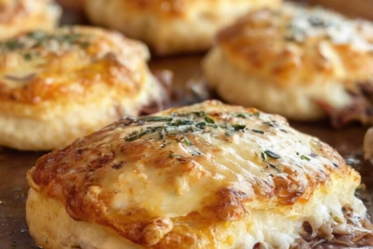 Golden, flaky biscuits stuffed with tender shredded beef and gooey melted cheese, baked until beautifully browned and finished with a sprinkle of fresh herbs